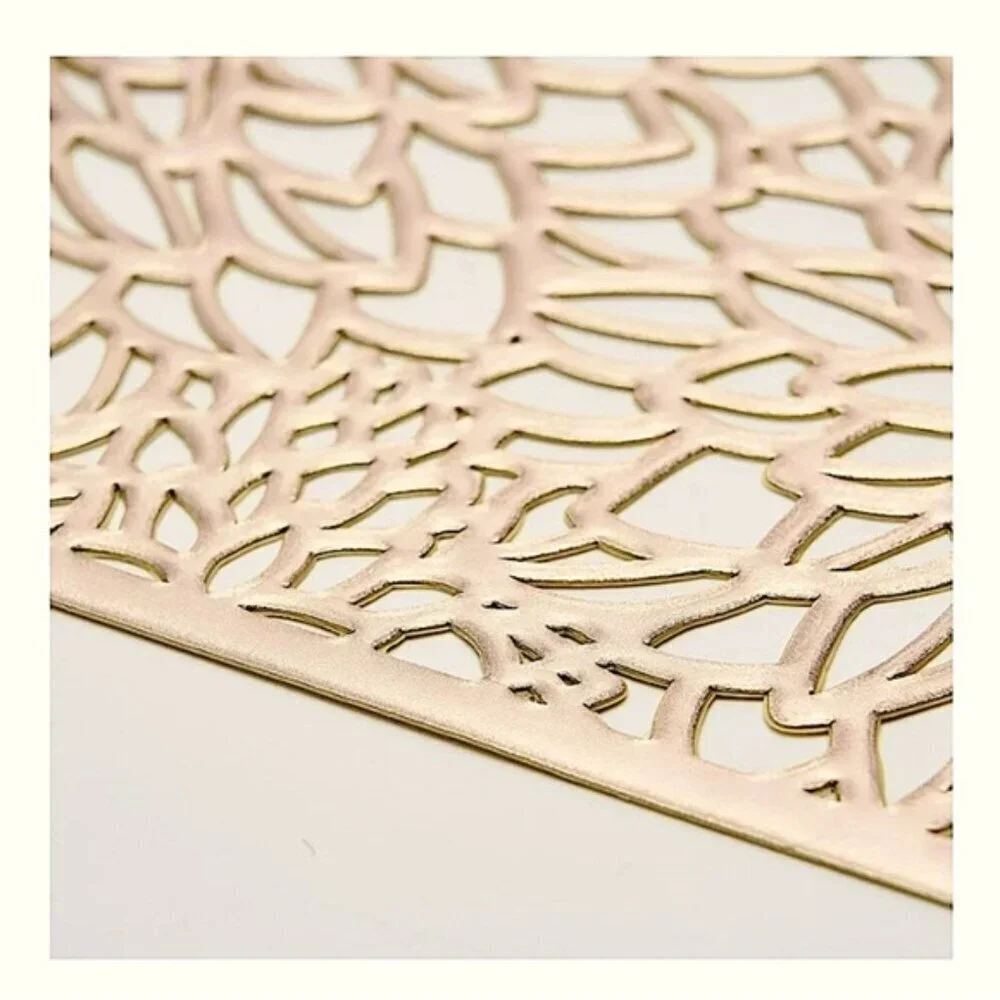 Gold Placemats Laser Cut Elegant Everyday Special Occasion Holiday Elegant 4 PC